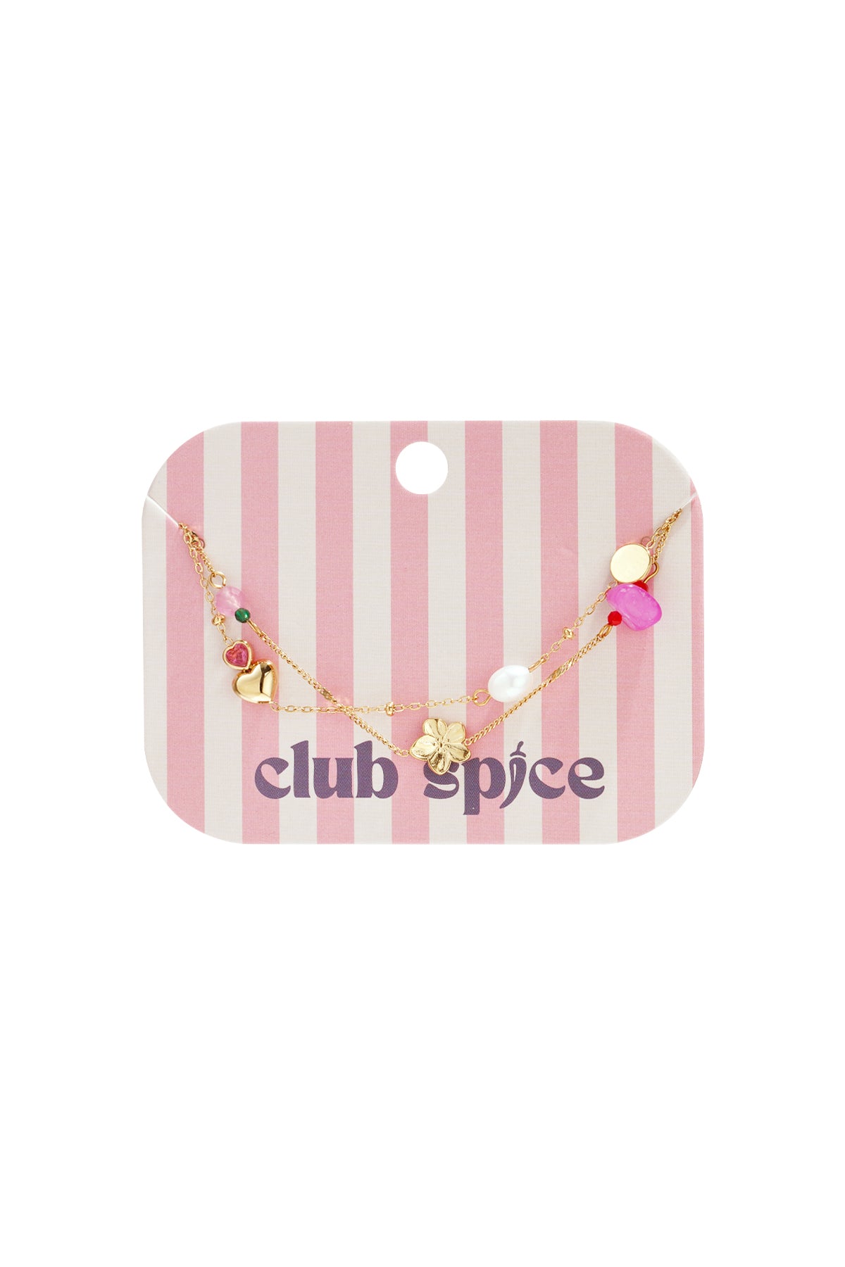 Charm-Armband mit Herz, Blume, Perle und Perlen