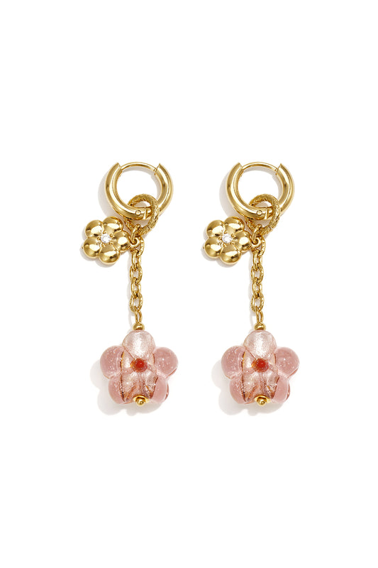 Ohrhänger aus Edelstahl, Blumenmuster, Urlaubs- und romantische Serie, Damenschmuck