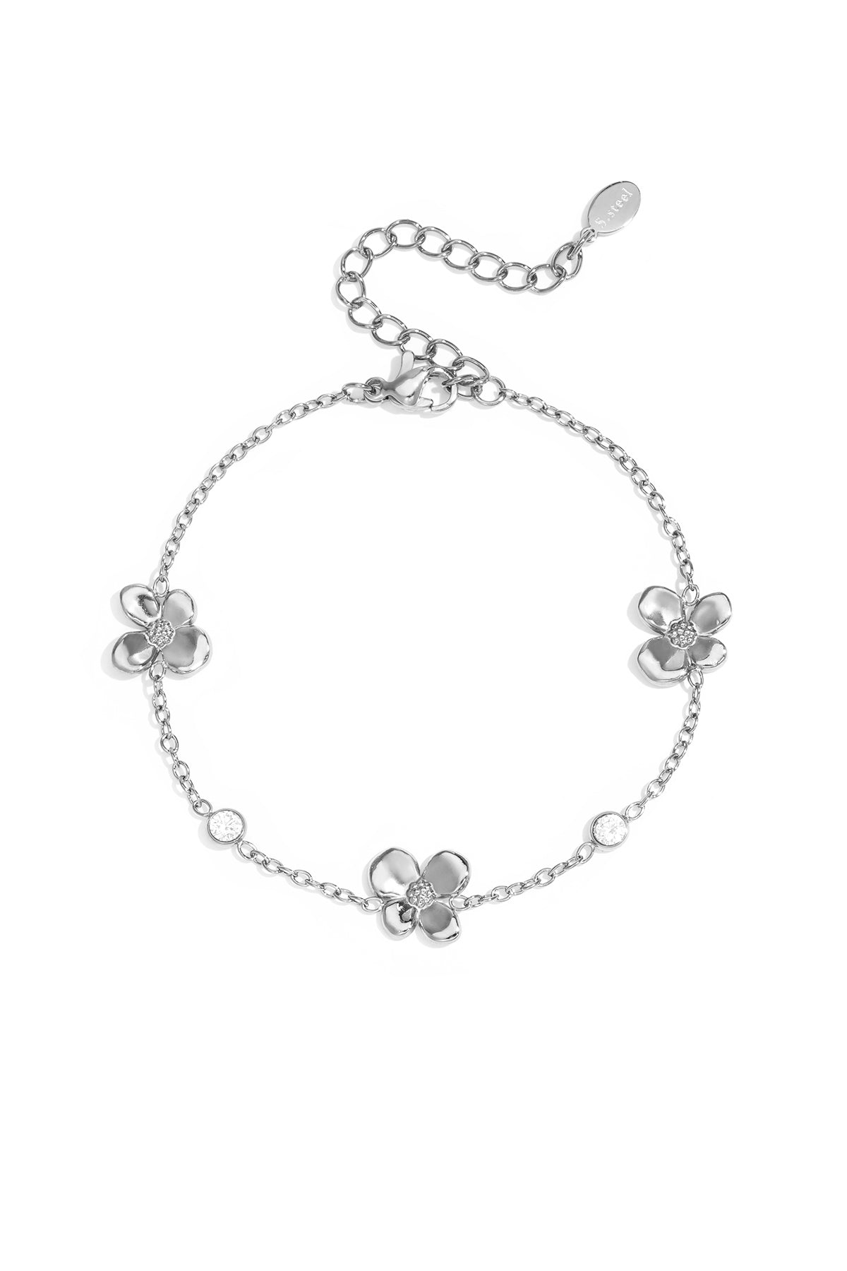 Edelstahl-Charm-Armbänder, Blumenmuster, schlichte Alltagsserie, Damenschmuck
