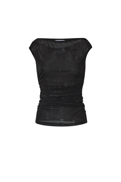 Woven Polyester Fiber Women's Sleeveless Top Sexy Sheer Solid Color
