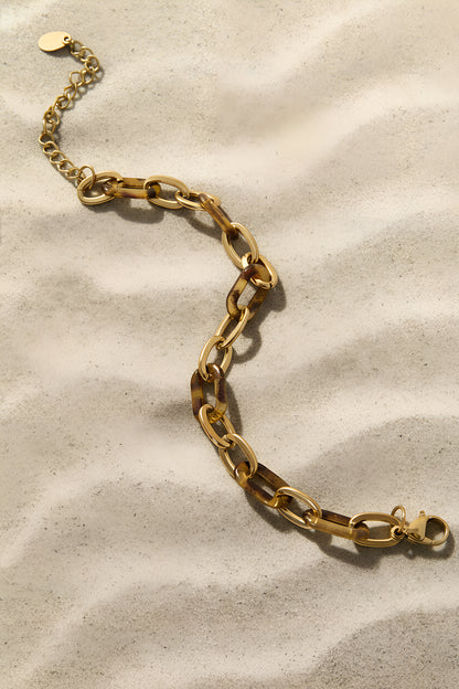 Edelstahl-Kettenarmband mit Leopardenmuster, lässiger Alltagsschmuck für Damen