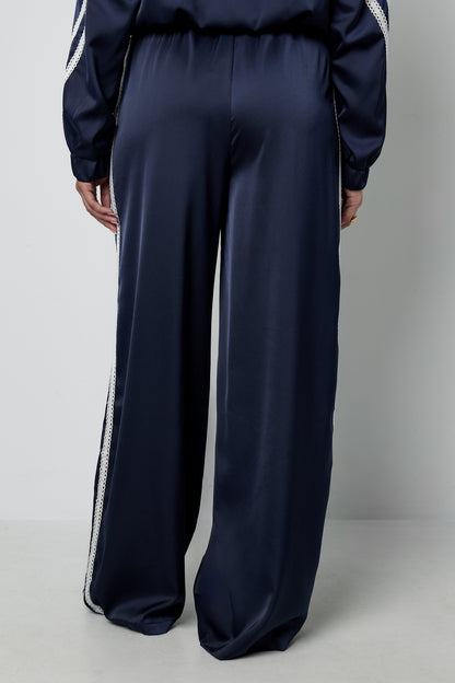 Woven Polyester Fiber Women's Straight Leg Pants Sporty Color Clash
