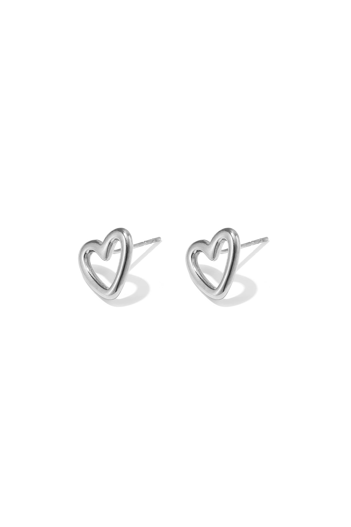 Edelstahl-Ohrstecker, Herz, schlicht, Alltags-Serie, Damenschmuck