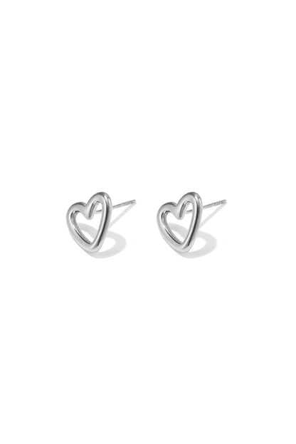 Edelstahl-Ohrstecker, Herz, schlicht, Alltags-Serie, Damenschmuck