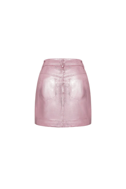 PU Mini Skirt Sexy Solid Color Spring/Summer