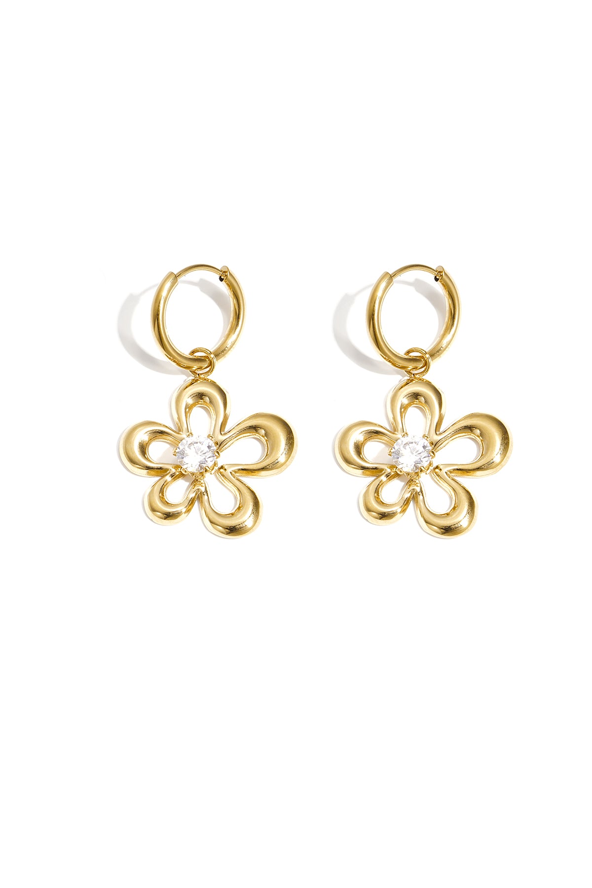 Earrings with coral-shaped flower and stone detail
