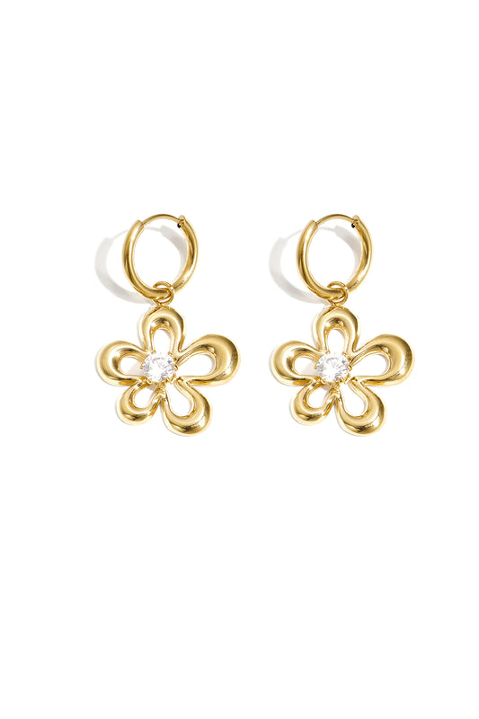 Earrings with coral-shaped flower and stone detail