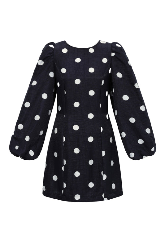 Woven Polyester Fiber Women's Mini Dress Elegant Polka Dots