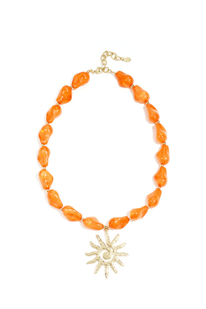 Bead necklace with sun charm