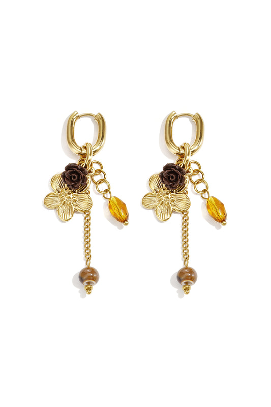 Ohrringe aus Edelstahlperlen, Blumenmuster, lässig-romantisch, Damenschmuck