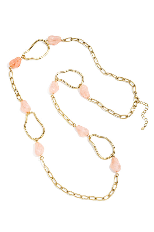 Long necklace with various beads and stones