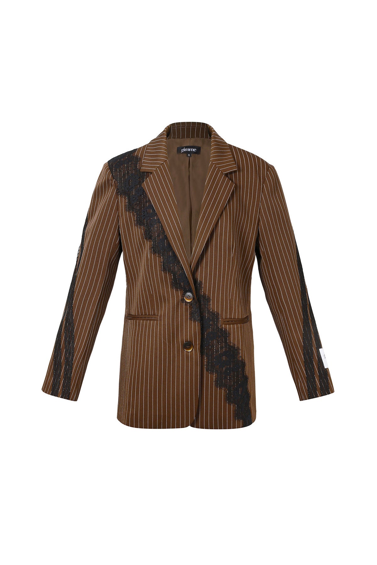 Woven Polyester Fiber Women's Suit Set Elegant Stripes Lace Panel