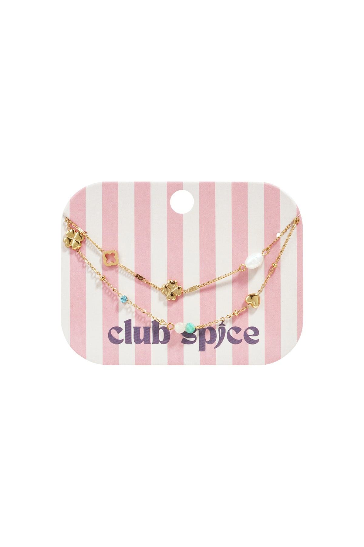 Armband mit Kleeblatt, Perlen und Steinen
