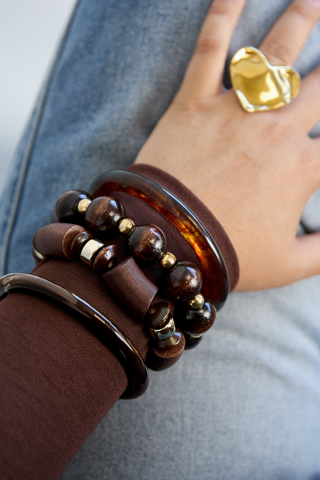 Armbänder aus Holzperlen, schlichte Alltags-Serie, Damenschmuck