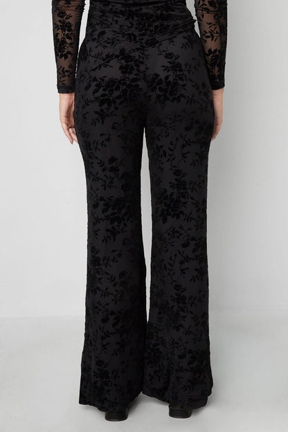 Mesh pants with suede floral print – designed to match