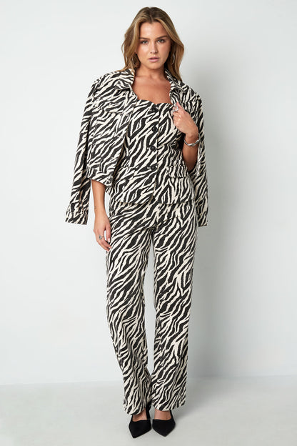 Woven Cotton Women's Straight Leg Pants Casual Zebra Stripes