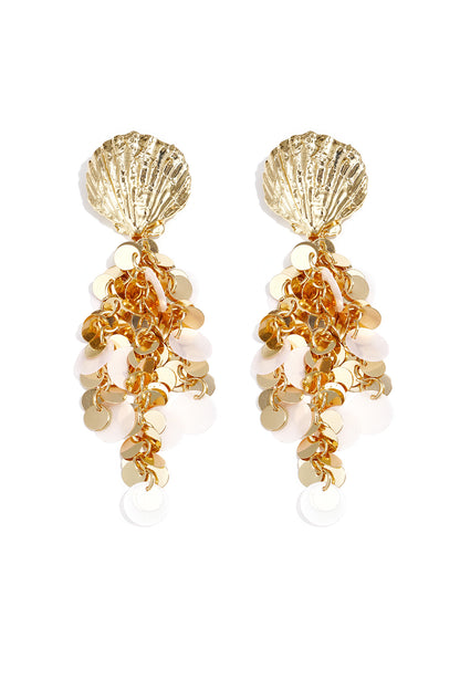 Shell earrings with hanging sequins