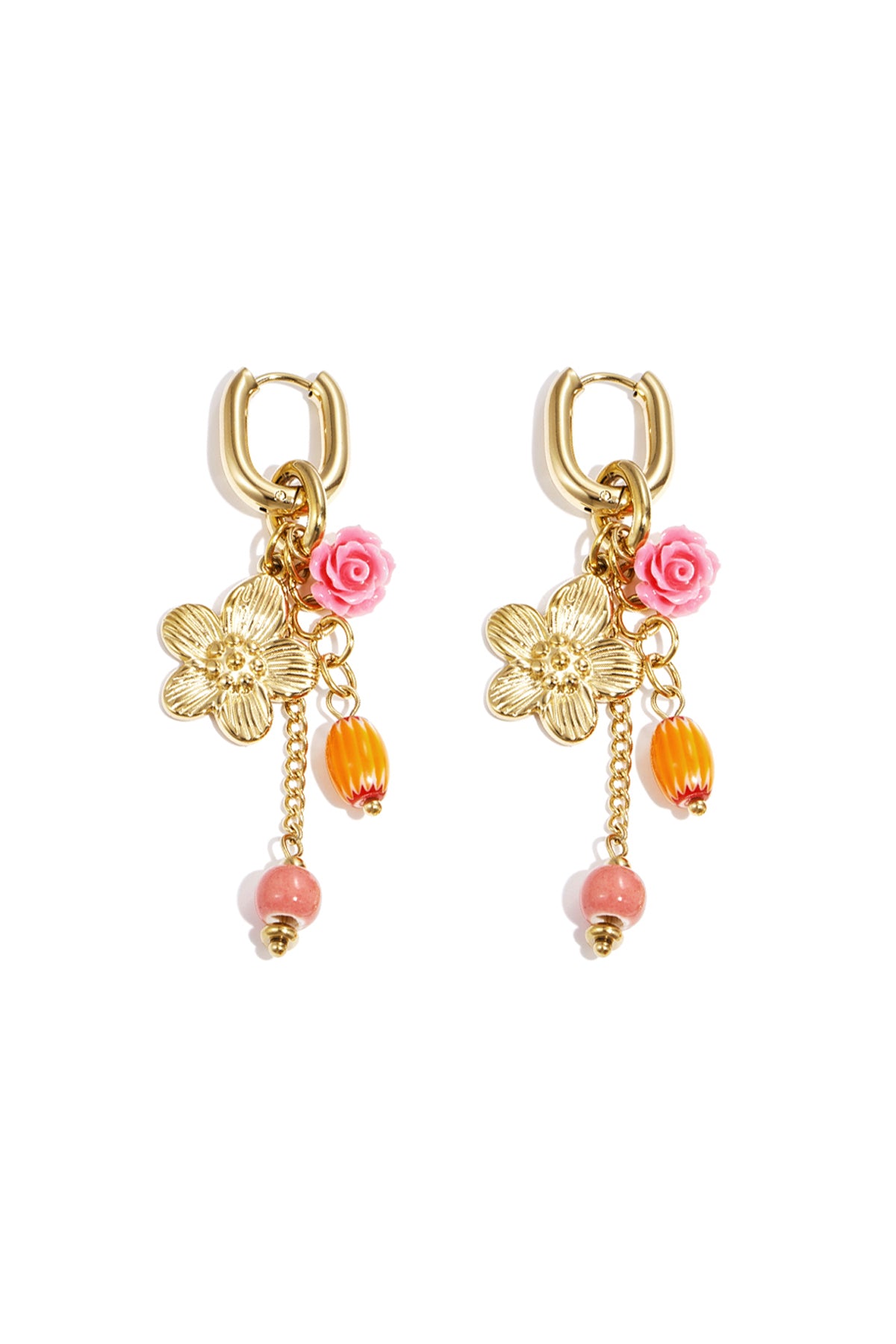 Ohrringe aus Edelstahlperlen, Blumenmuster, lässig-romantisch, Damenschmuck