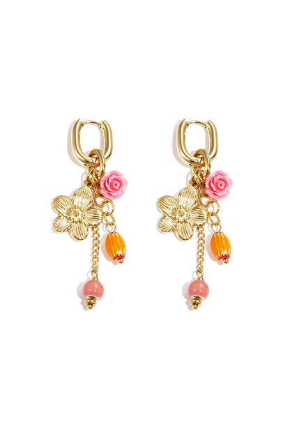 Ohrringe aus Edelstahlperlen, Blumenmuster, lässig-romantisch, Damenschmuck