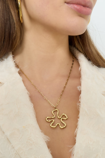 Necklace with hanging flower charm
