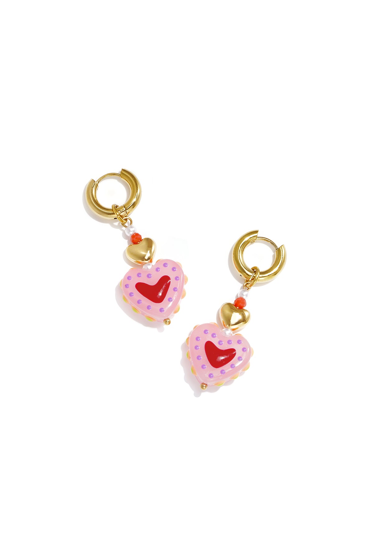 Ohrringe aus Edelstahlperlen, Herzform, niedlich, schlicht, für jeden Tag, Damenschmuck