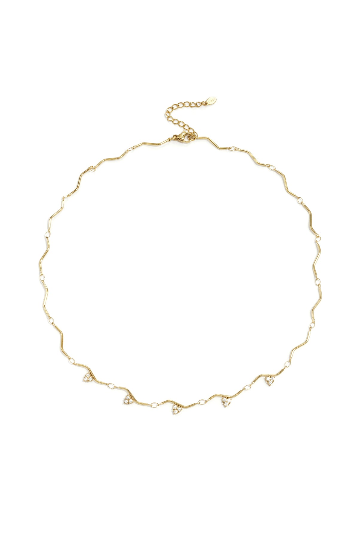 Necklace with zigzag pattern and stones